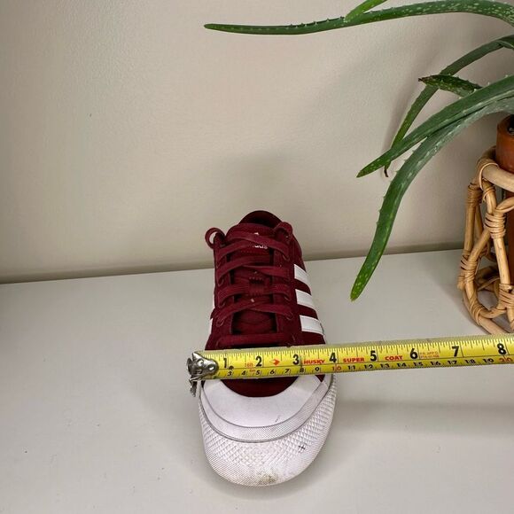 Adidas Burgundy White Canvas Sneakers Unisex Low-Top Trainers 3-Stripe Style 8.5 - Picture 10 of 10